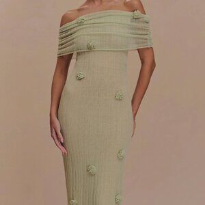 Brynn Orchid Knit Maxi Dress Pastel Green